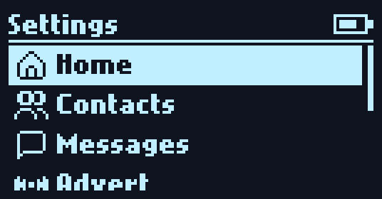settings menu